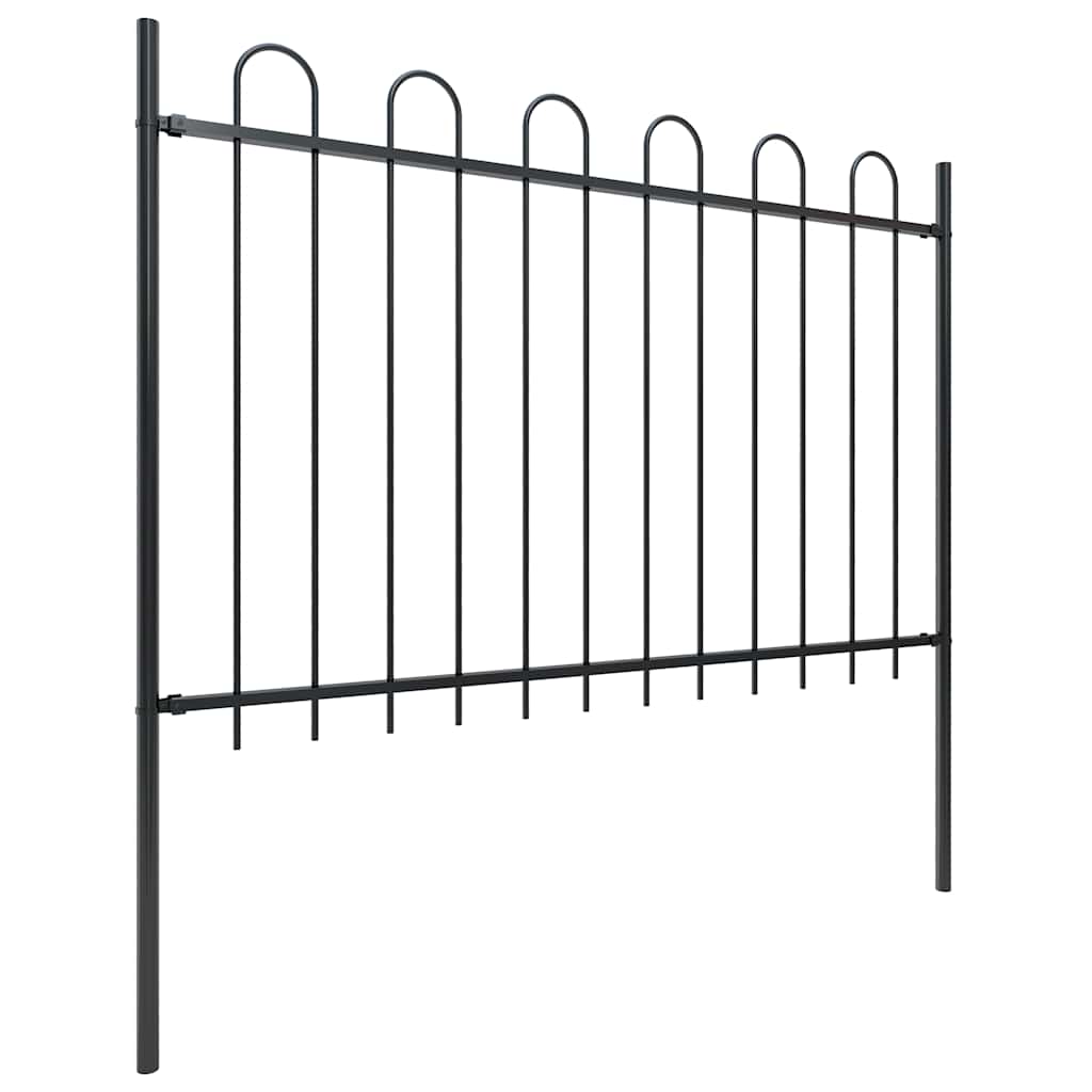 Cerca de jardim boxtel com topo em arco, em aço, 170x120 cm, preto