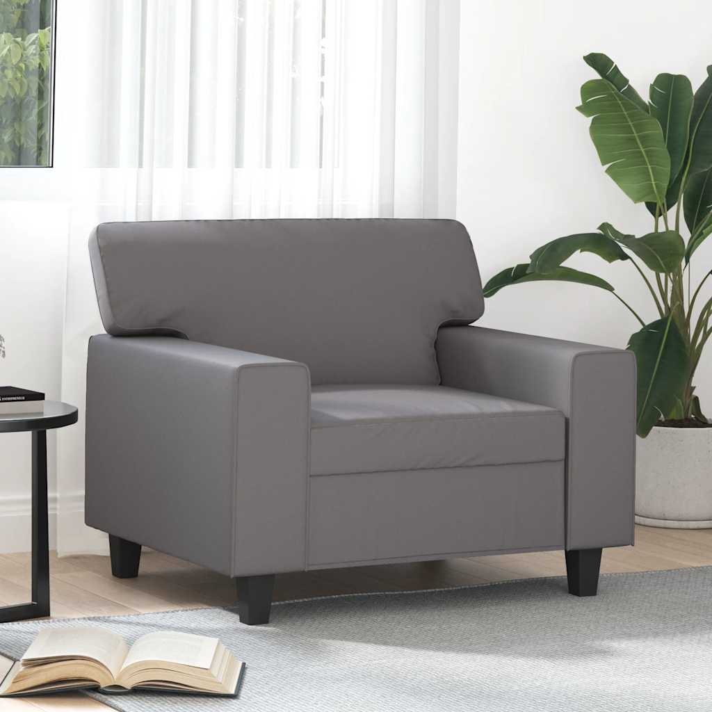 Poltrona 60 cm couro artificial cinzento