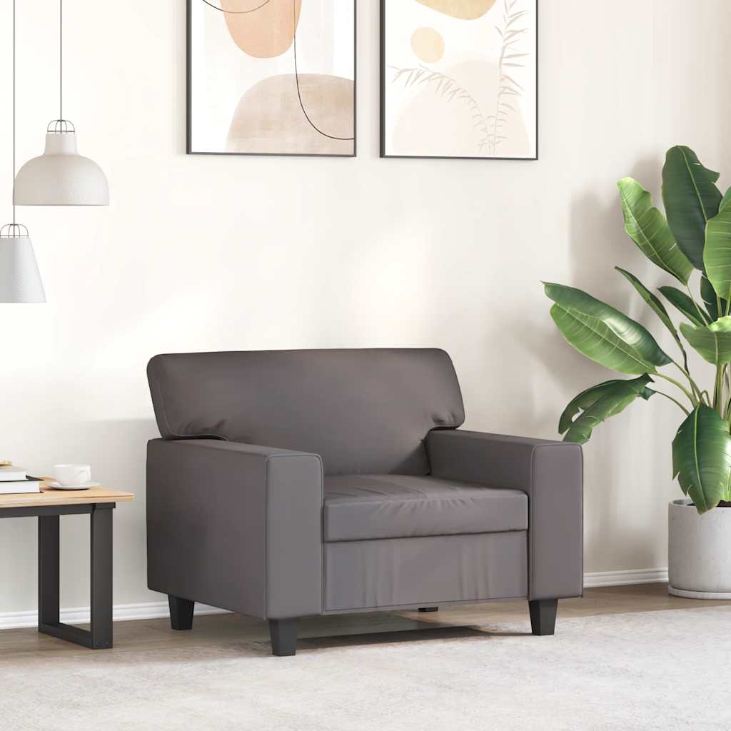 Poltrona 60 cm couro artificial cinzento