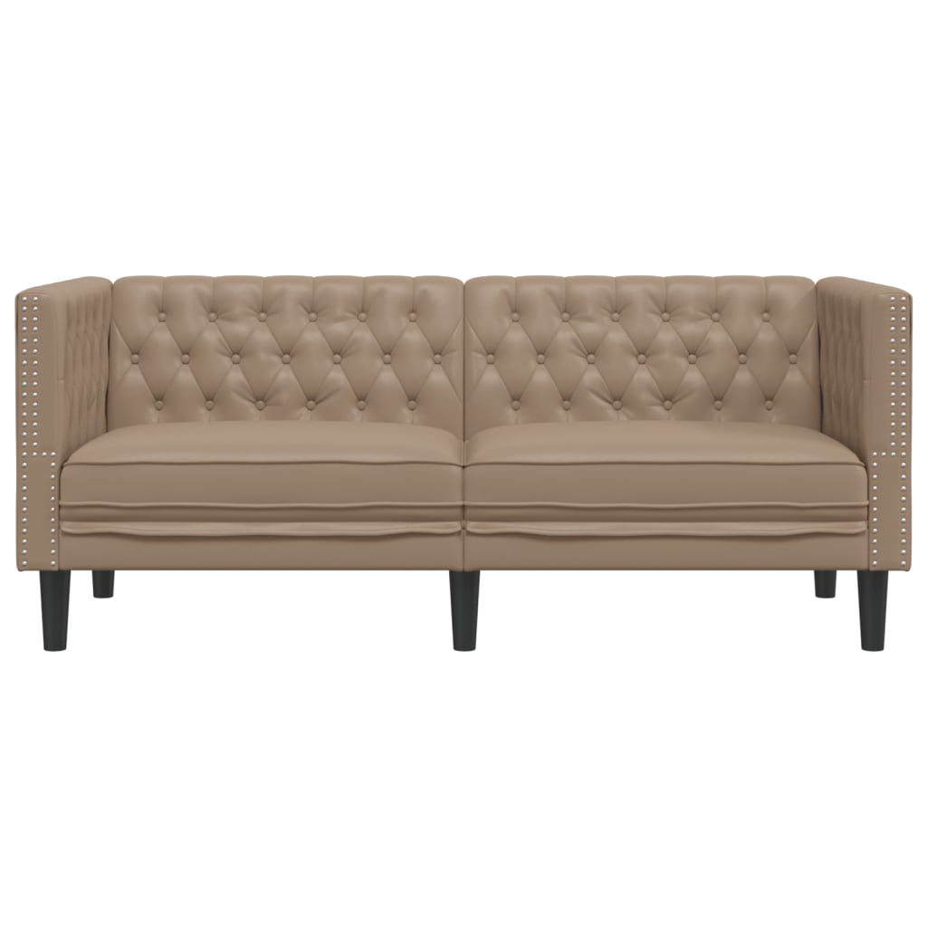 Sofá chesterfield 2 lugares couro artificial cappuccino