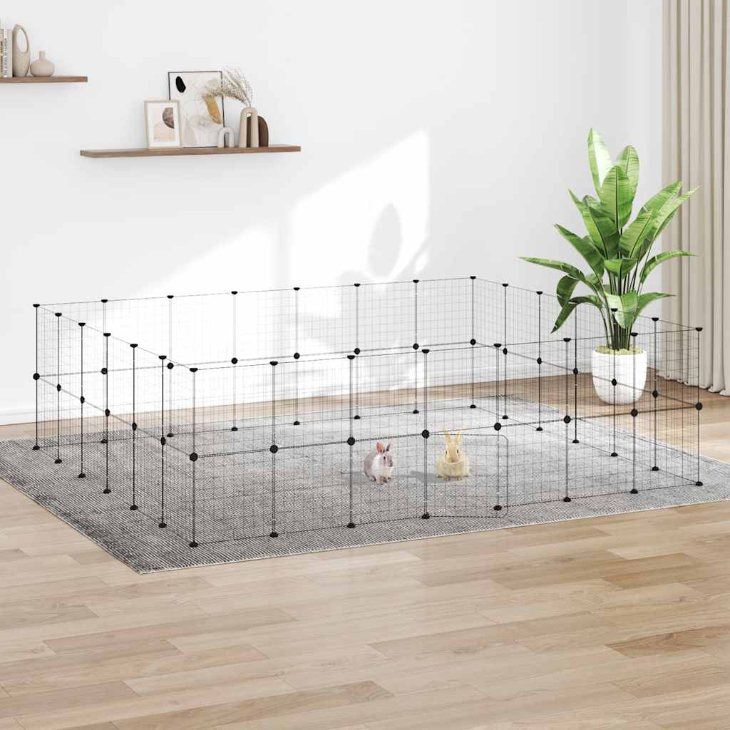 Gaiola p/ animais de 52 painéis c/porta 35x35 cm aço preto