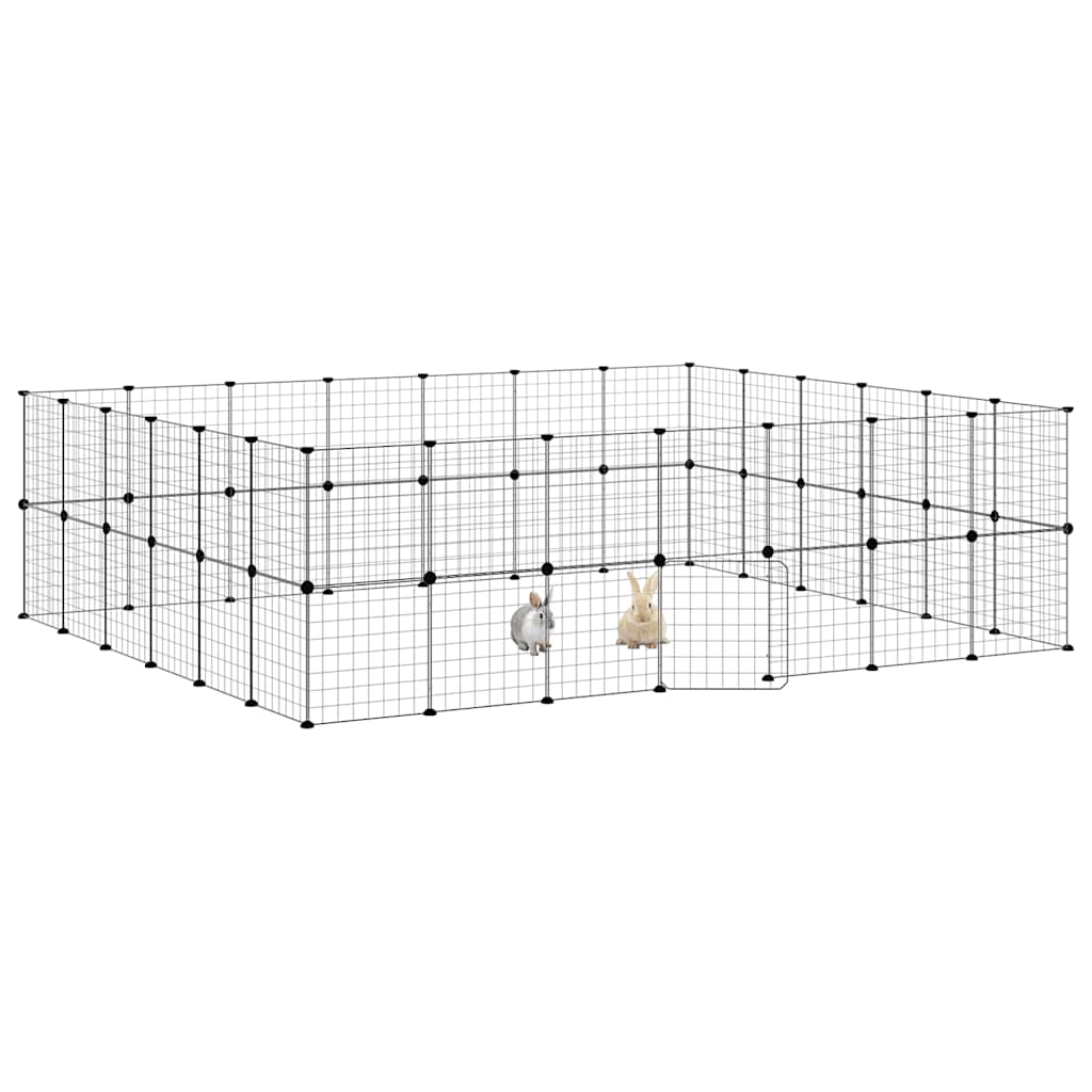 Gaiola p/ animais de 52 painéis c/porta 35x35 cm aço preto