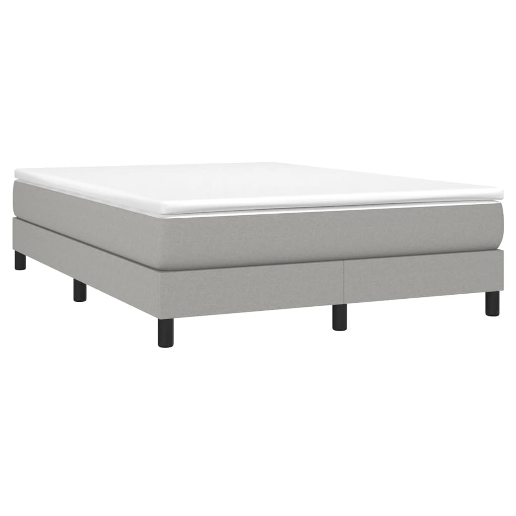 Estrutura de cama com molas 140x190 cm tecido cinzento-claro