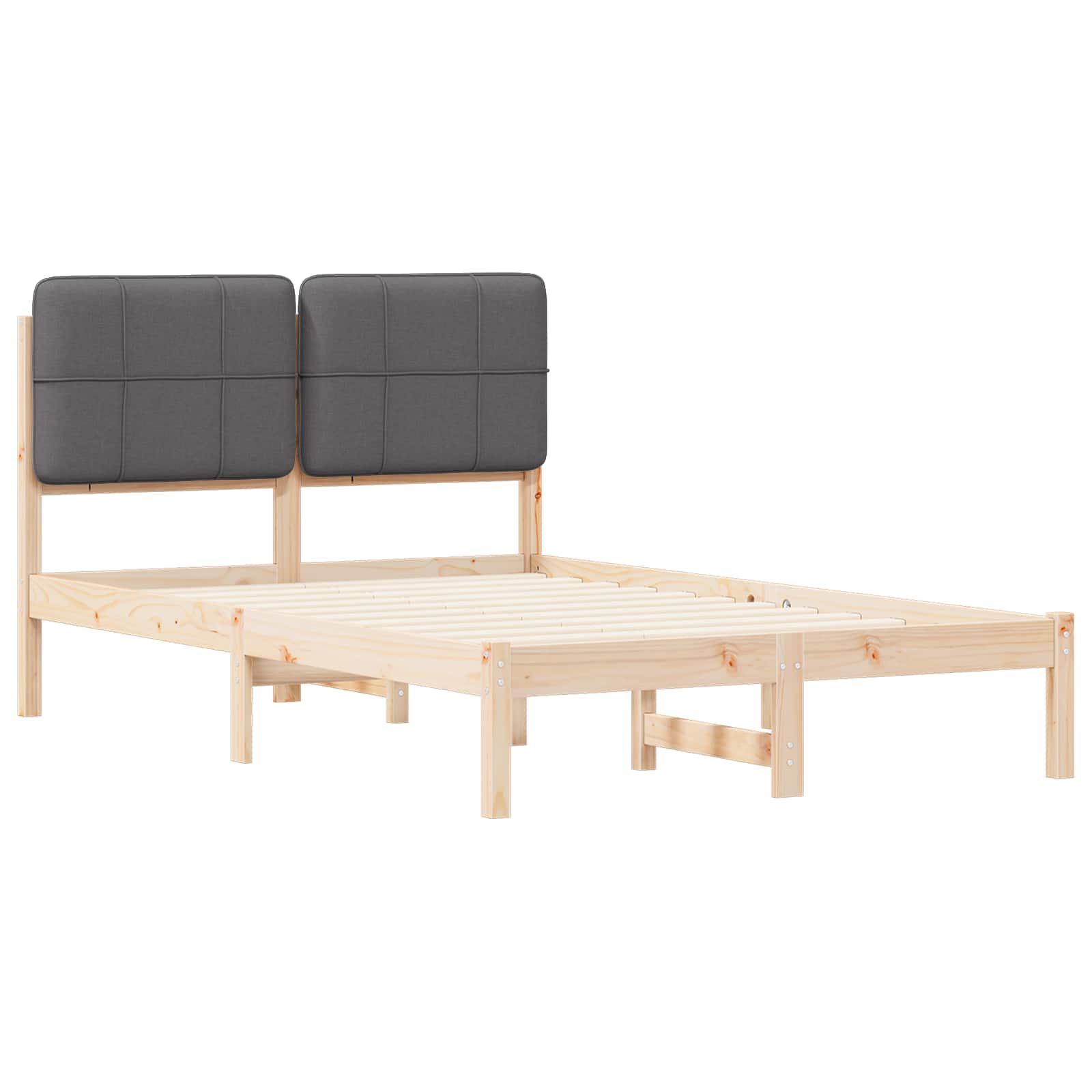 Estrutura de cama com cabeceira estofada cinza escuro