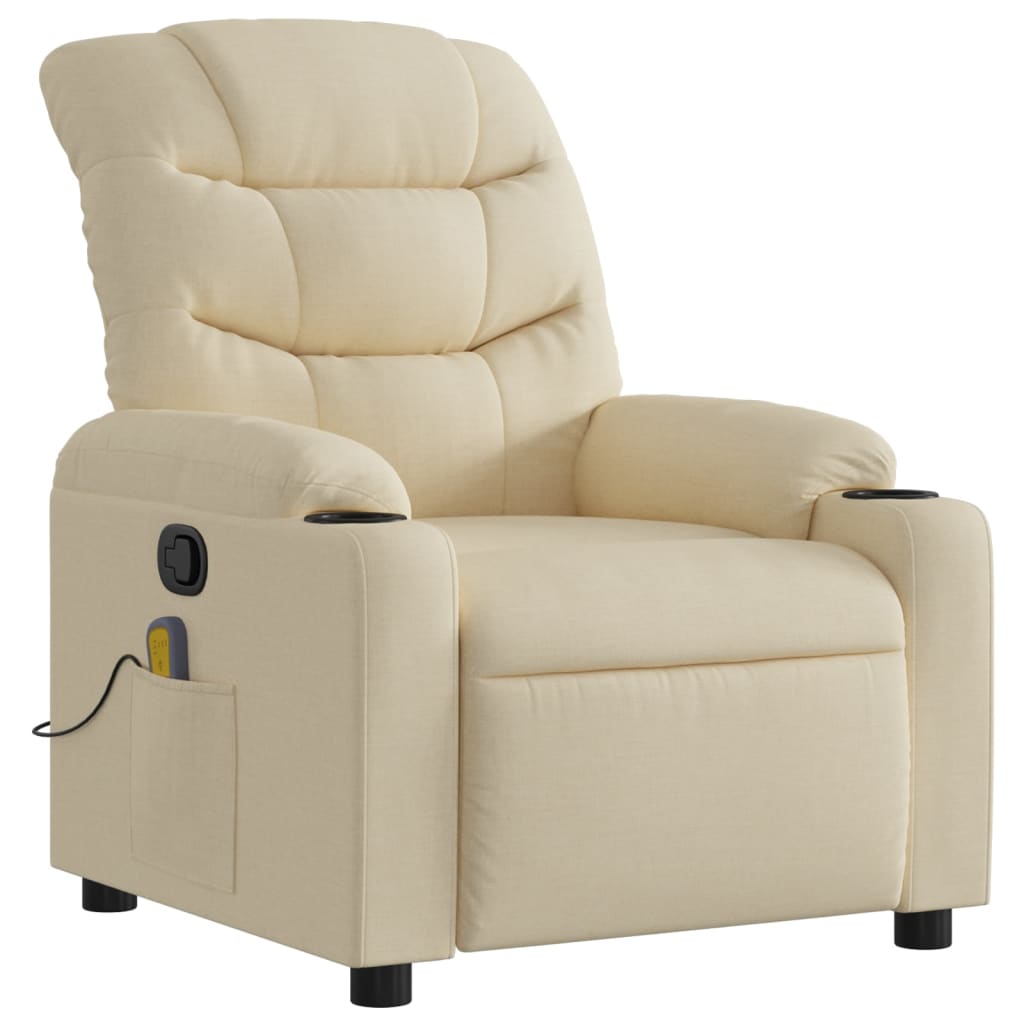 Poltrona de massagem reclinável em tecido creme