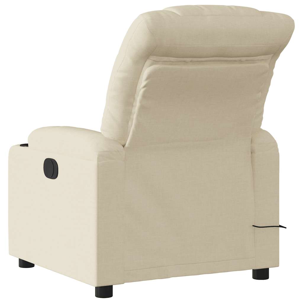 Poltrona de massagem reclinável em tecido creme