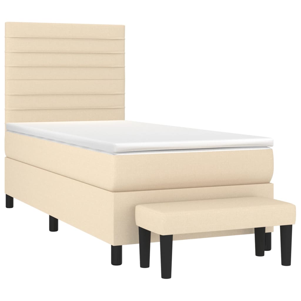 Cama com molas/colchão 90x200 cm tecido cor crème