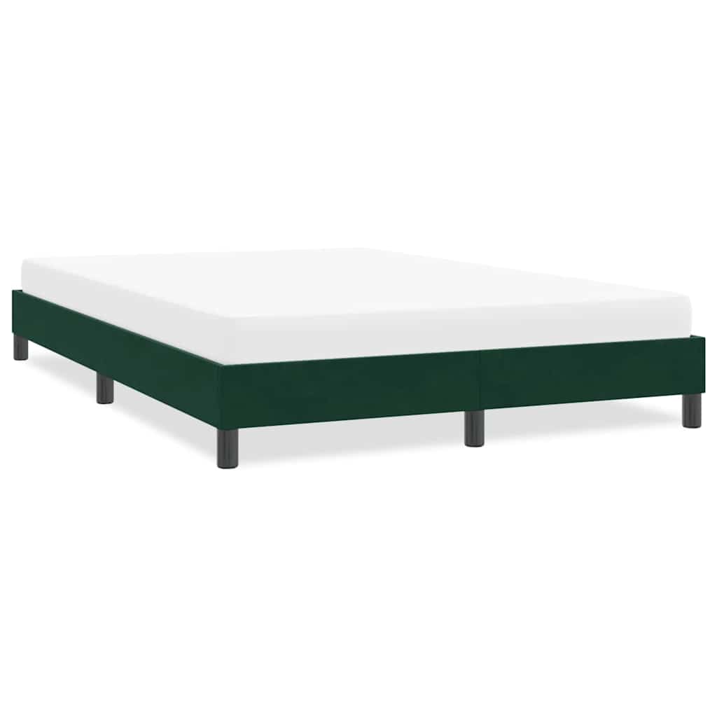 Estrutura de cama sem colchão 140x210 cm veludo verde-escuro