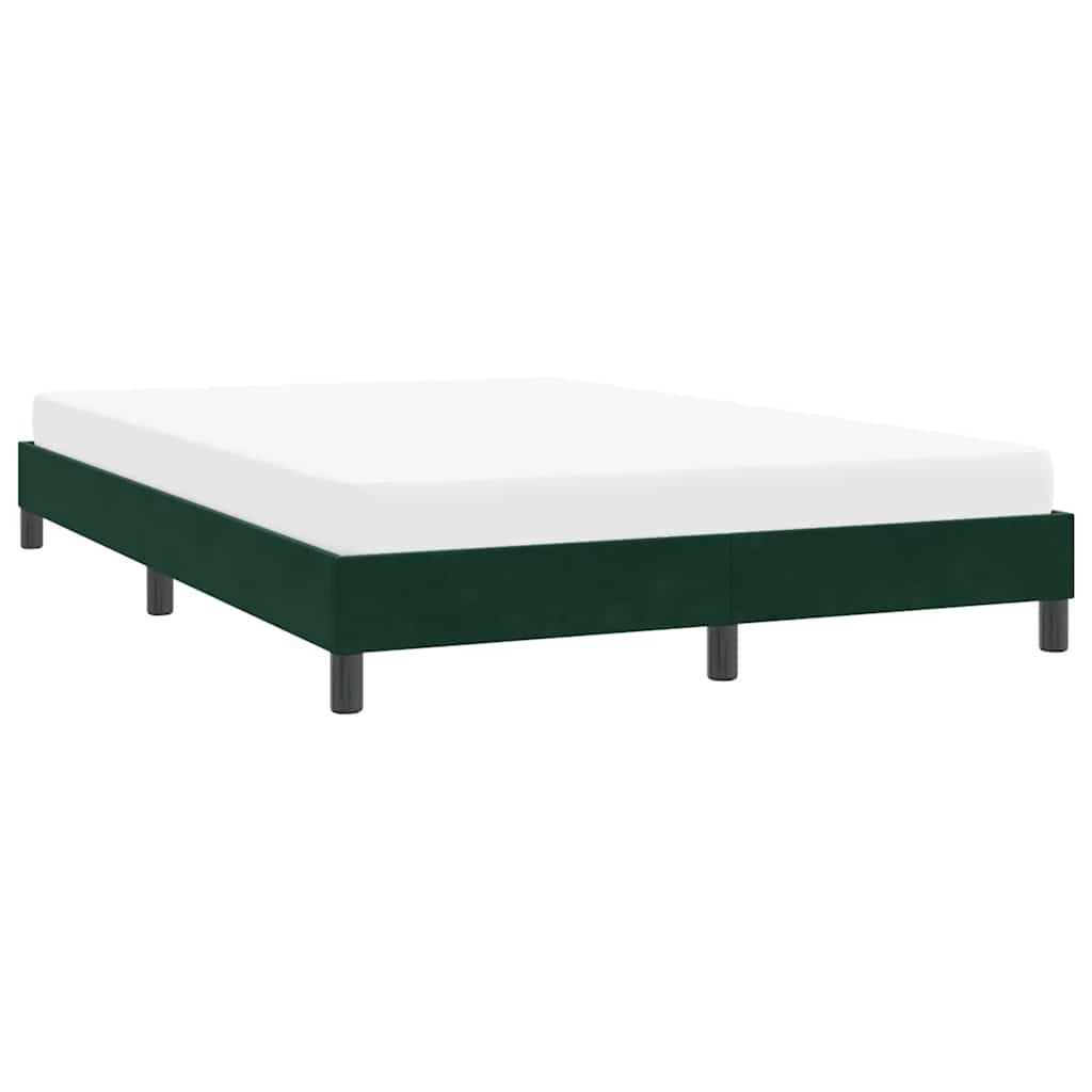 Estrutura de cama sem colchão 140x210 cm veludo verde-escuro