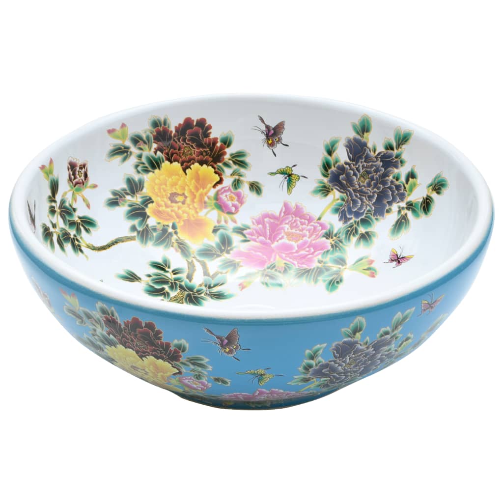 Lavatório de bancada redondo φ41x14 cm cerâmica multicor