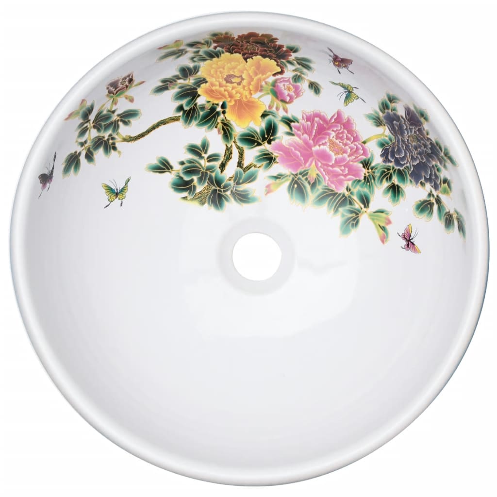 Lavatório de bancada redondo φ41x14 cm cerâmica multicor