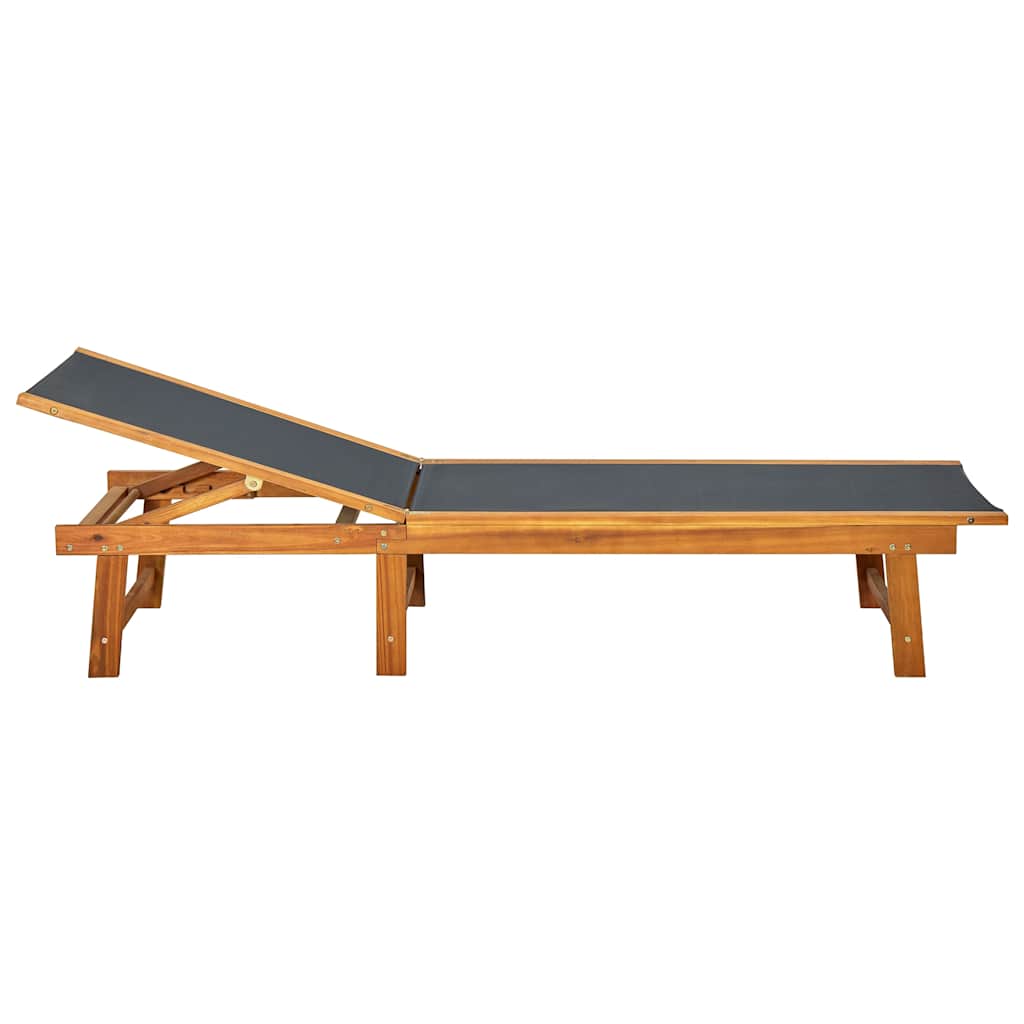 Espreguiçadeira com mesa madeira de acácia maciça e textilene