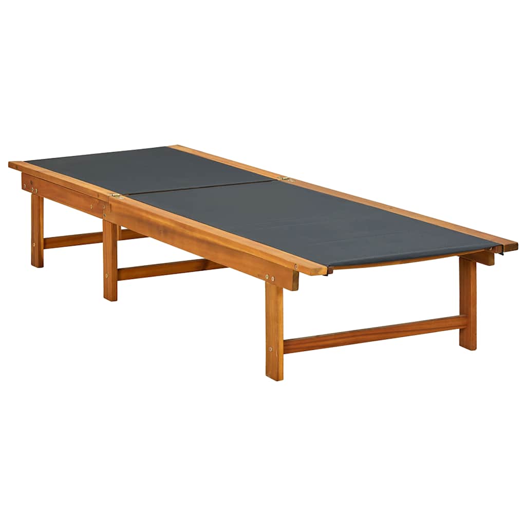 Espreguiçadeira com mesa madeira de acácia maciça e textilene