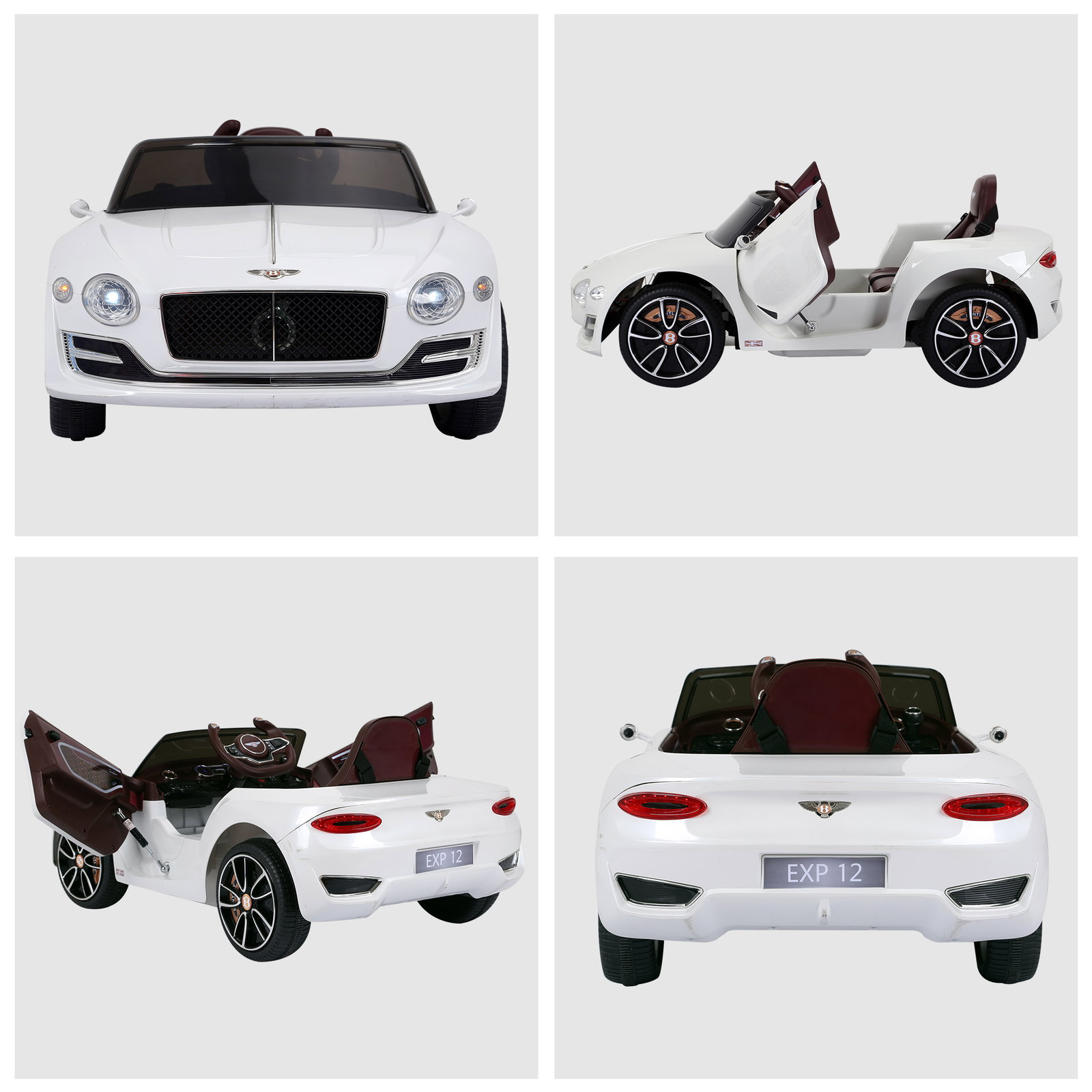 Carro elétrico infantil com licencia de bentley gt para crianças acima de 3 anos com controle remoto 2 velocidades com faróis musica 108x60x43 cm branco