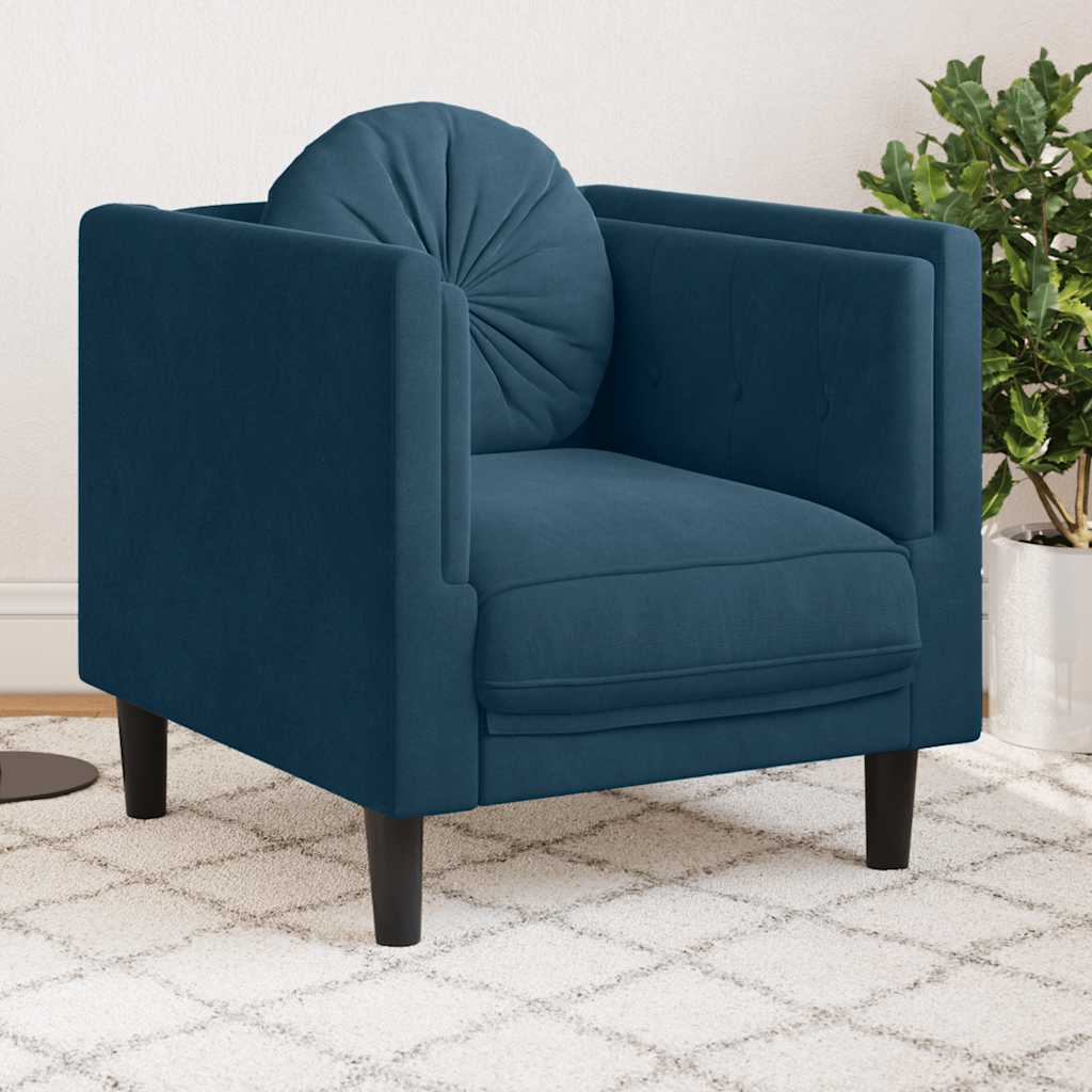 Poltrona com almofadão veludo azul