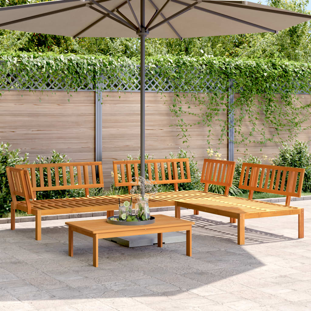 4 Pcs conjunto de móveis de paletes p/ jardim acácia maciça