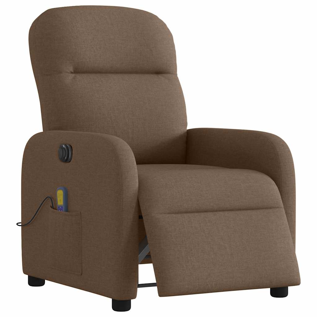 Poltrona de massagens reclinável elétrica tecido castanho