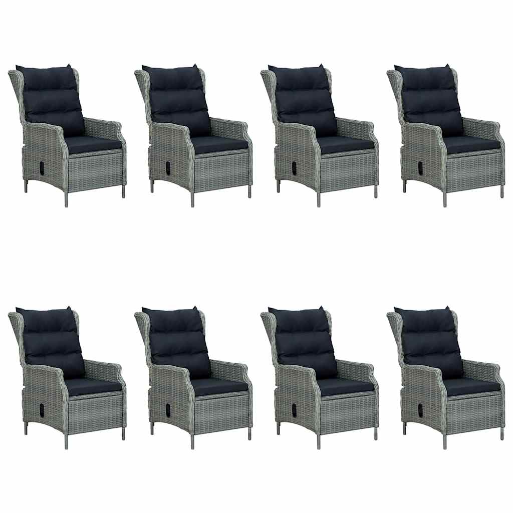 9 Pcs conjunto de jantar para jardim cinzento-claro
