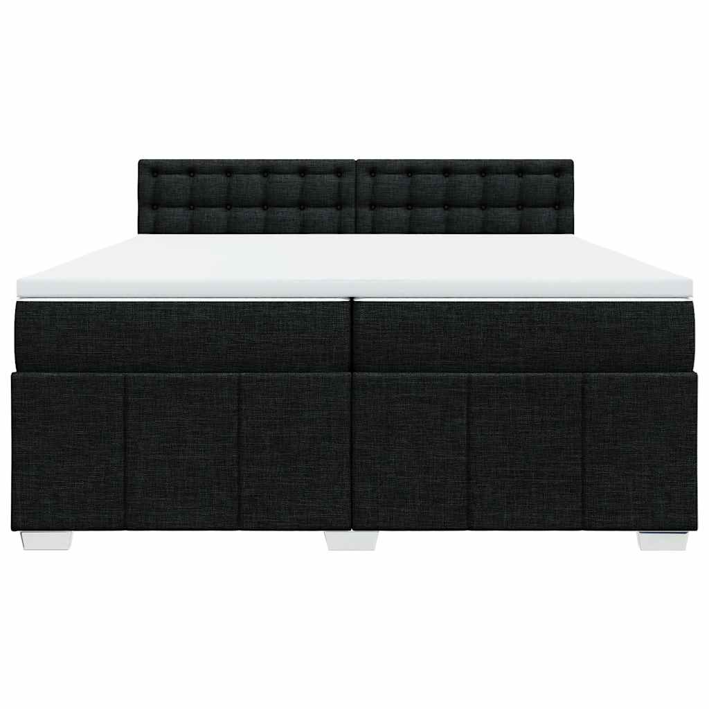 Cama com molas/colchão 200x200 cm tecido preto