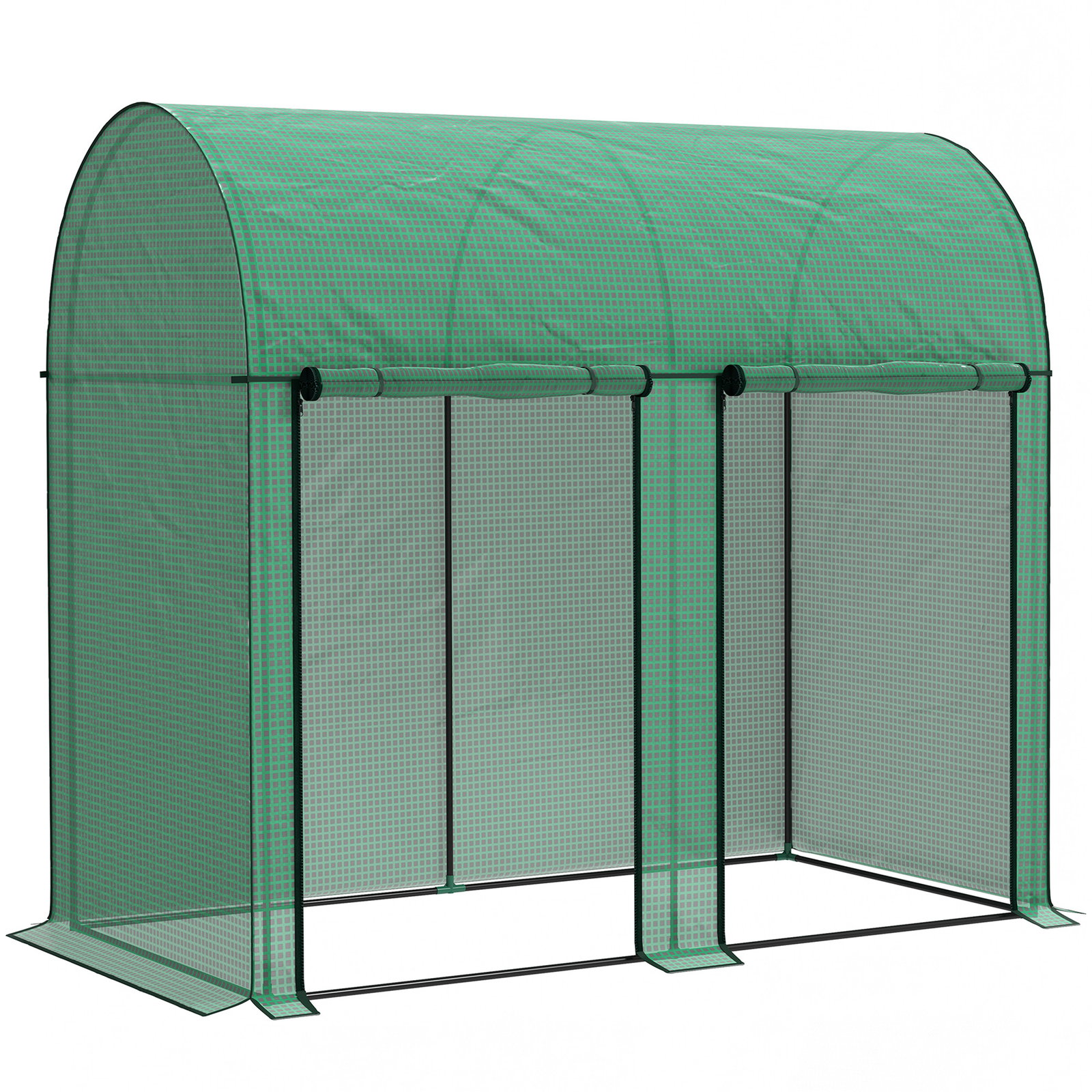Estufa pequena estufa de exterior com porta dupla com fecho de correr e cobertura de PE 200x100x178 cm verde