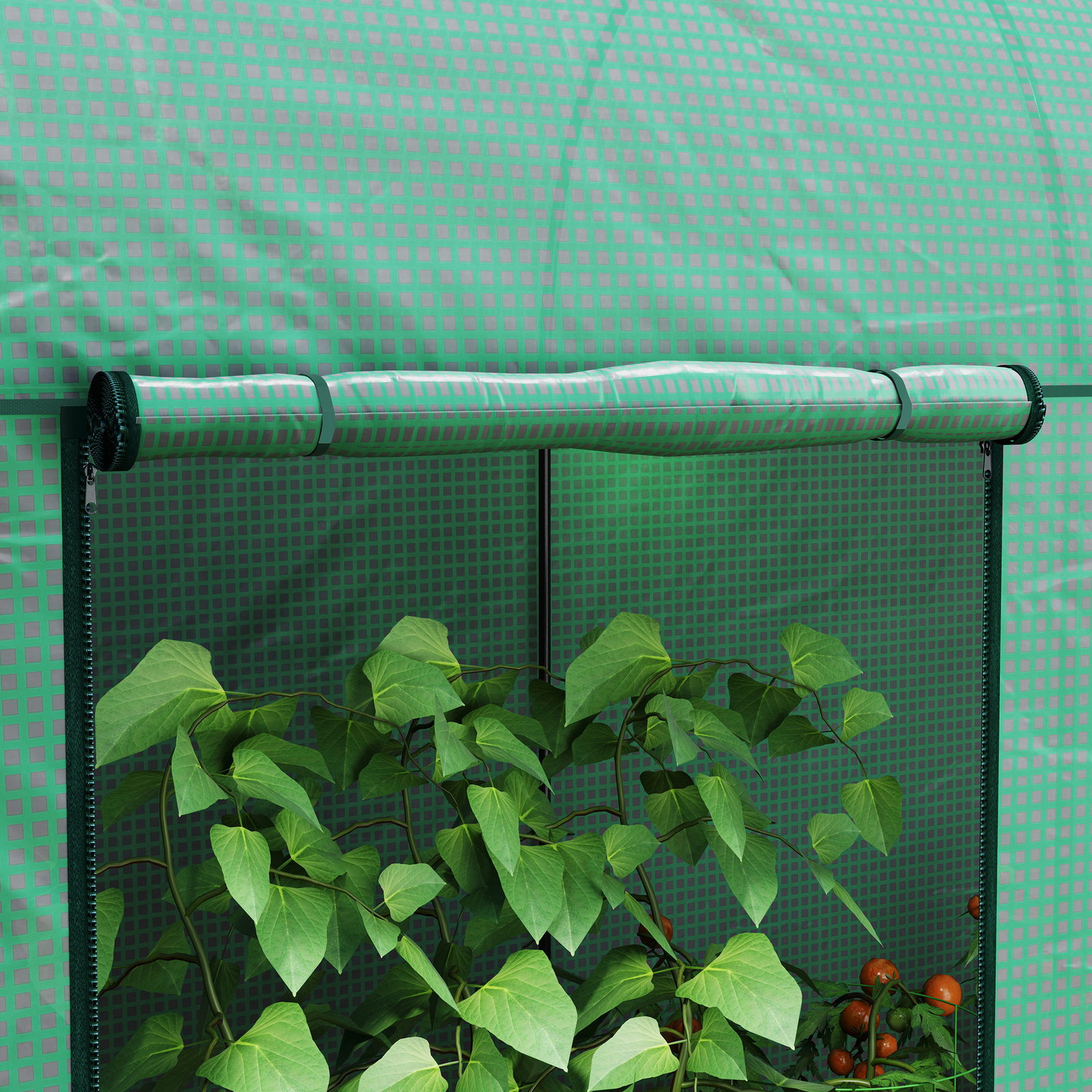 Estufa pequena estufa de exterior com porta dupla com fecho de correr e cobertura de PE 200x100x178 cm verde