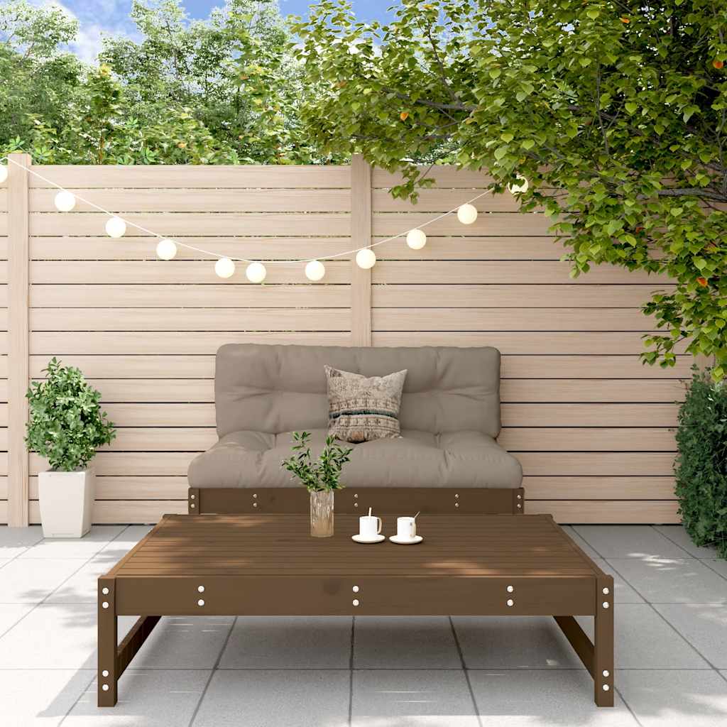 2Pcs conj. lounge jardim+almofadões madeira maciça castanho-mel