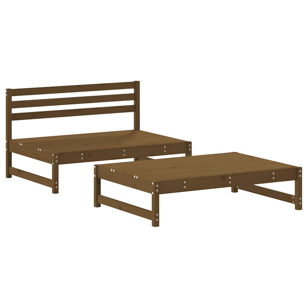 2Pcs conj. lounge jardim+almofadões madeira maciça castanho-mel
