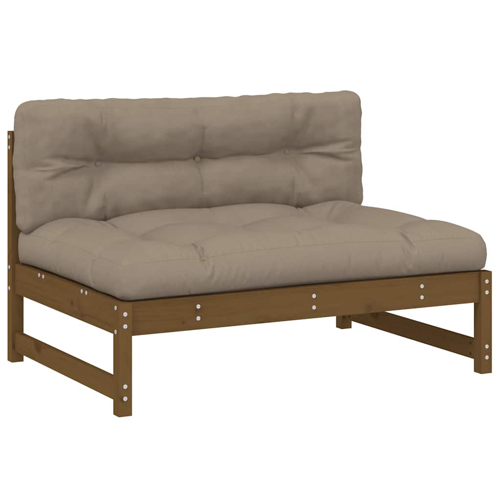 2Pcs conj. lounge jardim+almofadões madeira maciça castanho-mel