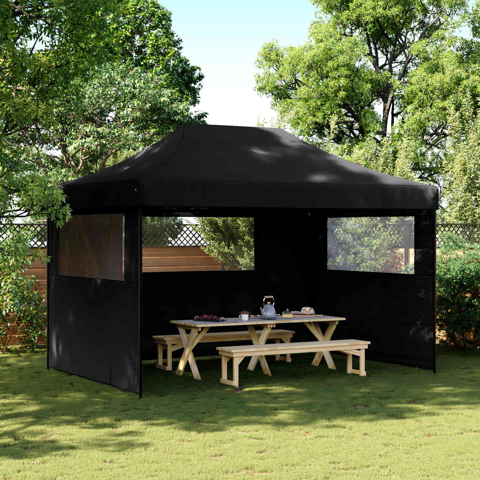 Tenda de festa preto 279 x 410 x 315 cm tecido oxford