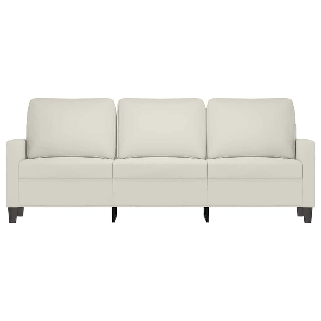 Sofá de 3 lugares 180 cm veludo cor creme