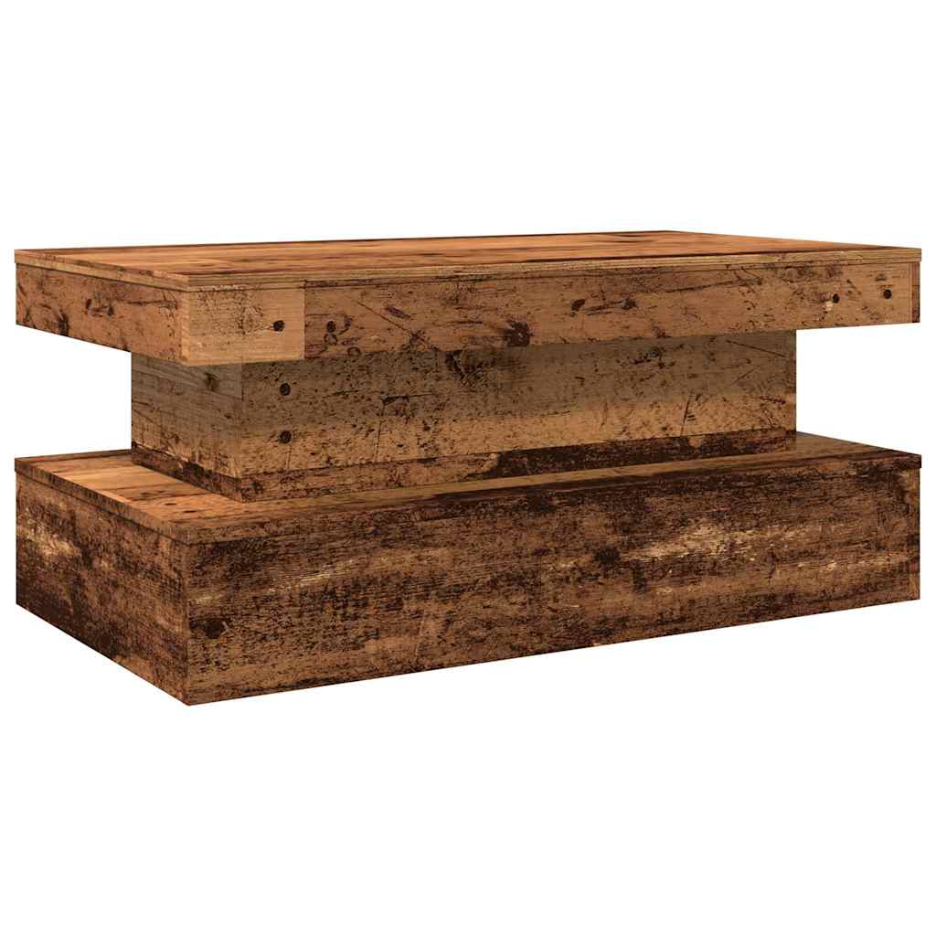 Mesa de centro com luzes LED 90x50x40 cm madeira velha