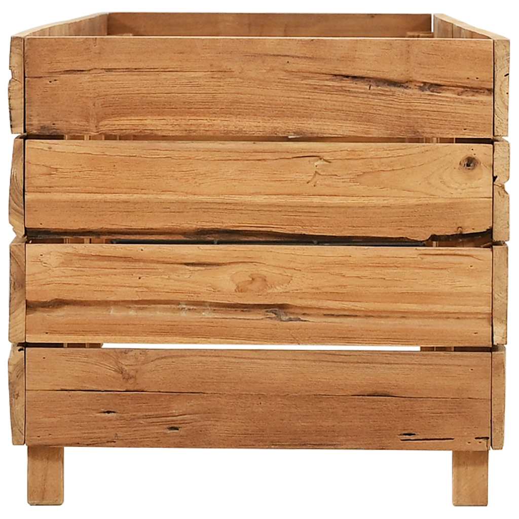 Vaso/floreira 150x40x38 cm madeira de teca reciclada e aço
