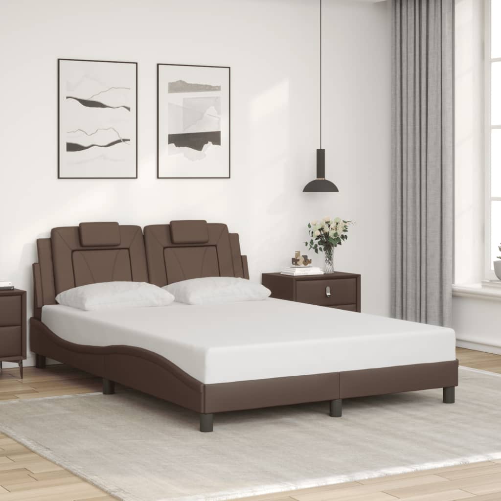 Estrutura de cama viana com LED sem colchão 140x190cm castanho