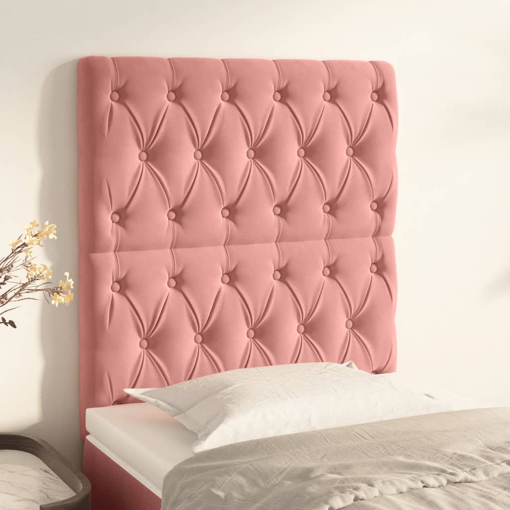 Cabeceira rosa 80x7x118/128 cm veludo