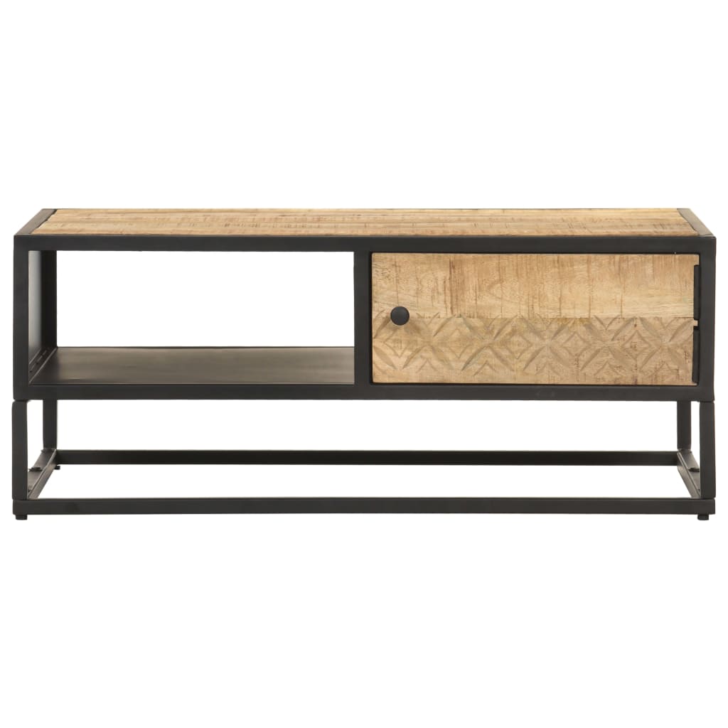 Mesa de centro c/ porta esculpida 90x55x36 cm mangueira áspera