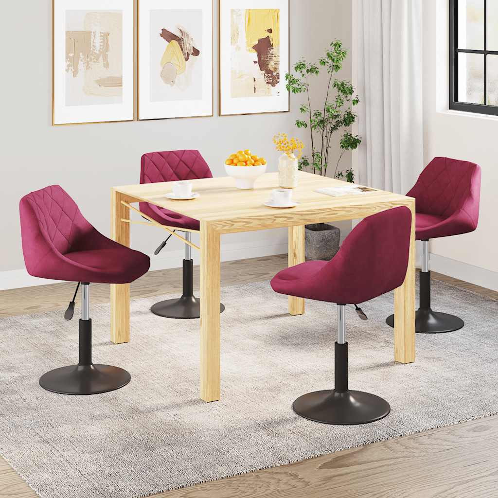 Cadeiras de jantar giratórias 4 pcs veludo vermelho tinto