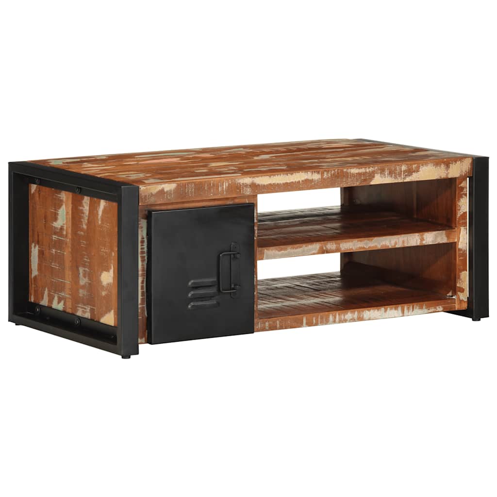 Mesa de centro multicor 90x50x36 cm madeira maciça recuperada