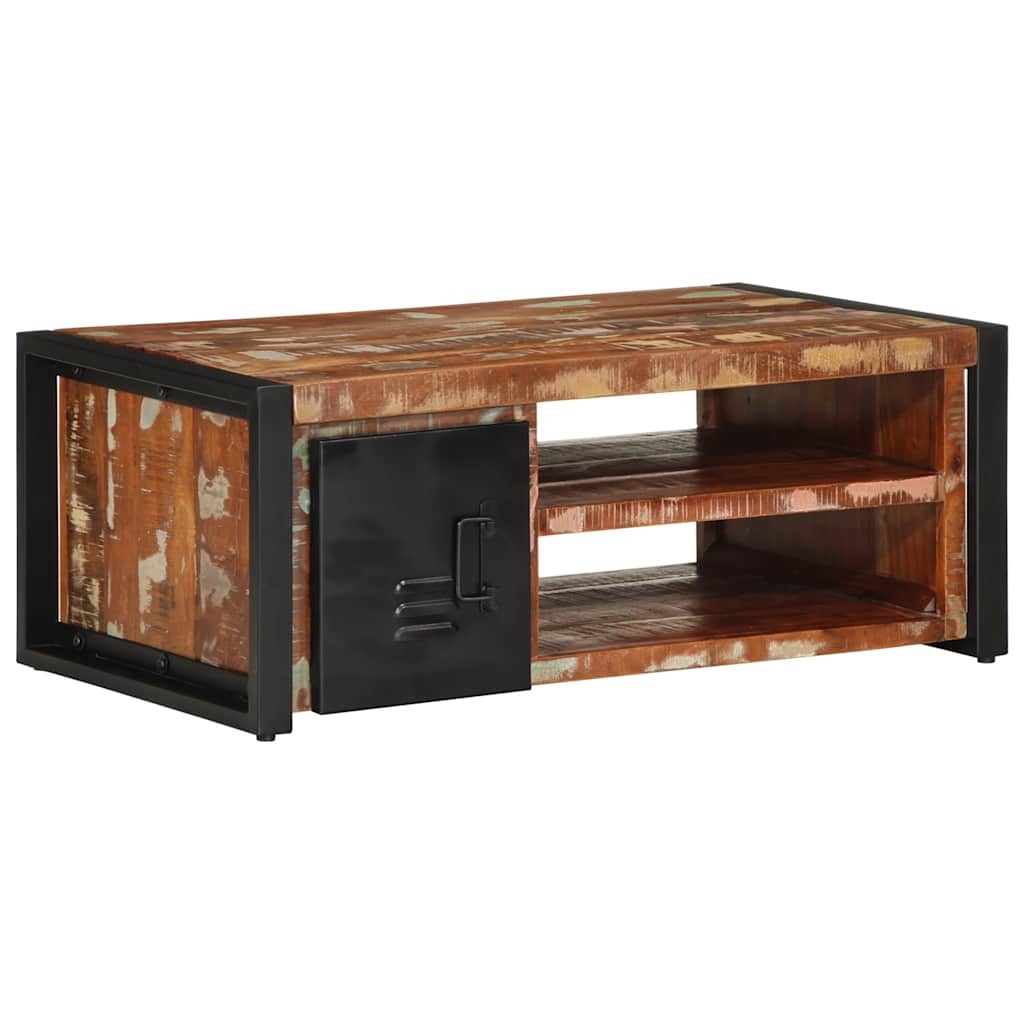 Mesa de centro multicor 90x50x36 cm madeira maciça recuperada