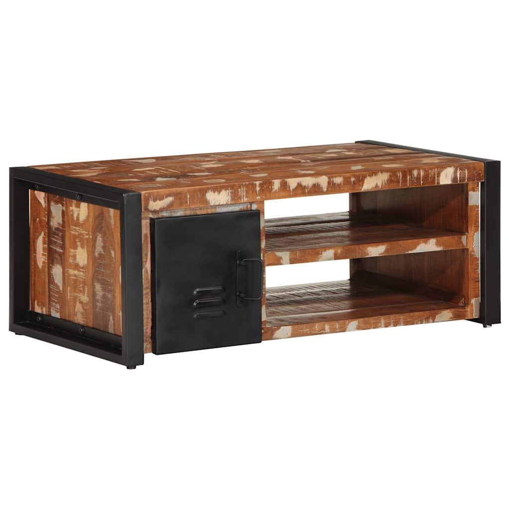 Mesa de centro multicor 90x50x36 cm madeira maciça recuperada