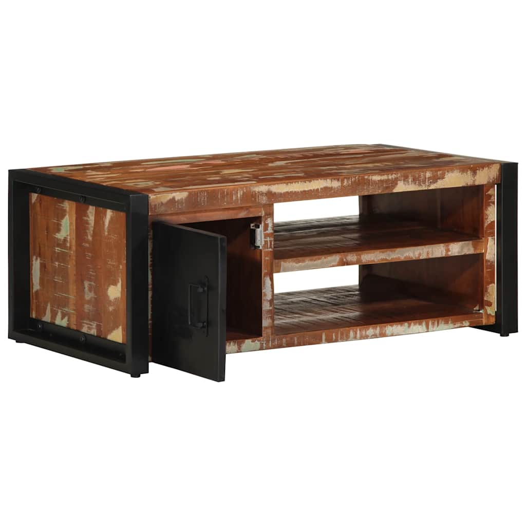 Mesa de centro multicor 90x50x36 cm madeira maciça recuperada