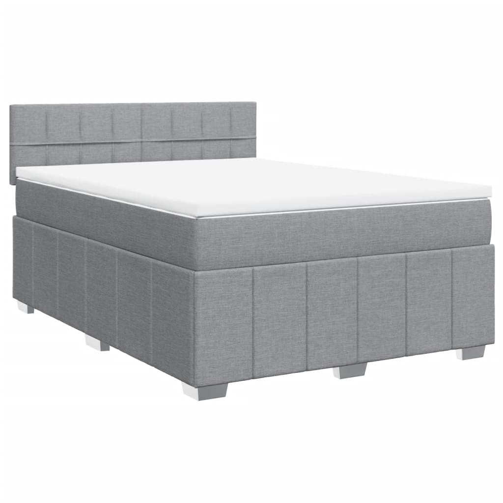Cama com molas/colchão 140x190 cm tecido cinzento-claro
