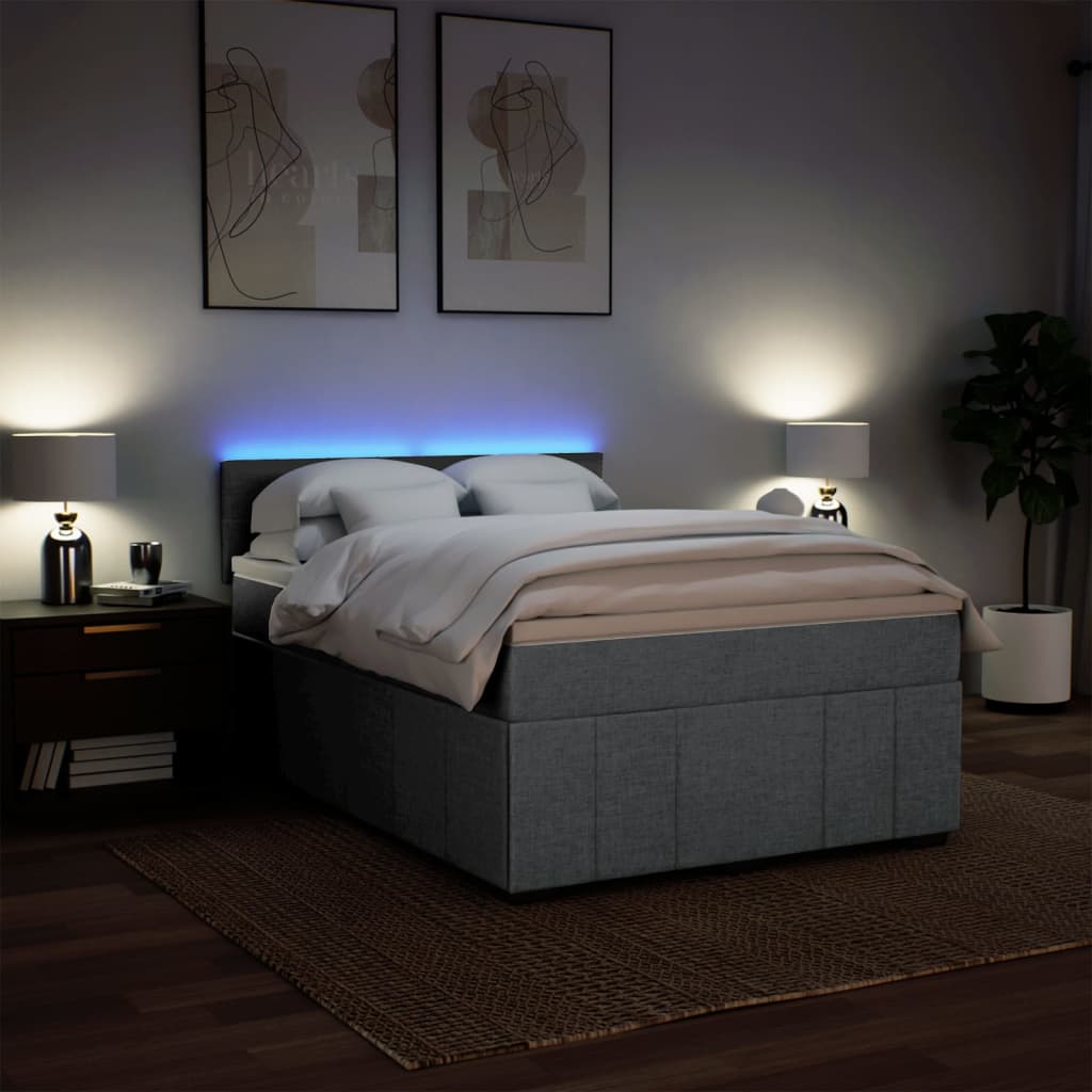 Cama com molas/colchão 140x190 cm tecido cinzento-claro
