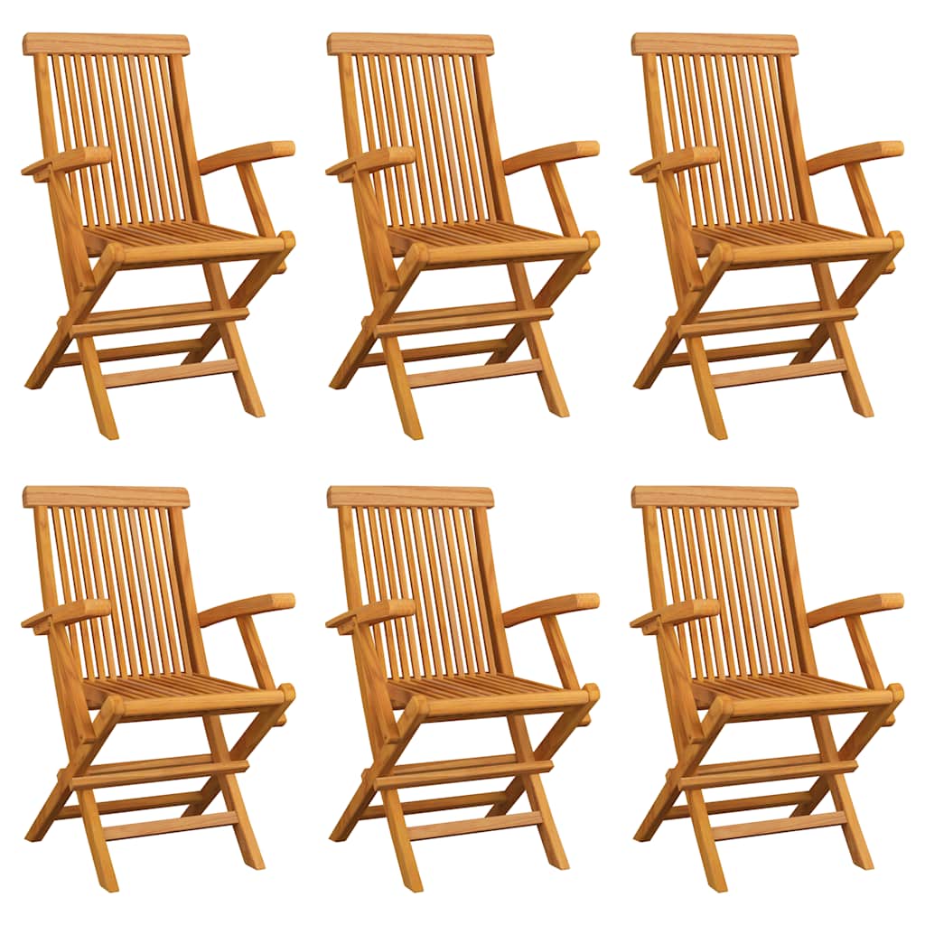 Cadeiras de jardim dobráveis 6 pcs madeira de teca maciça
