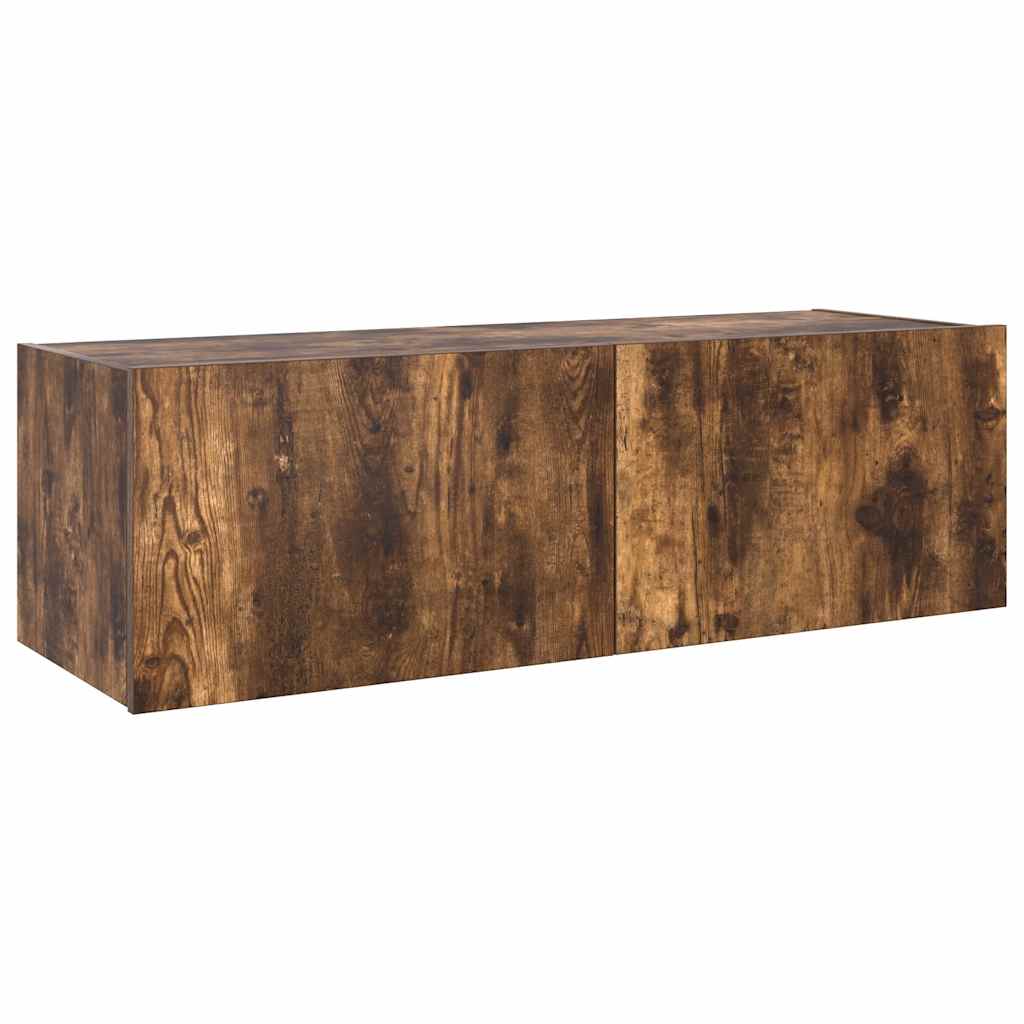 Móvel de parede p/ TV c/ luzes LED 100x35x31 cm carvalho fumado