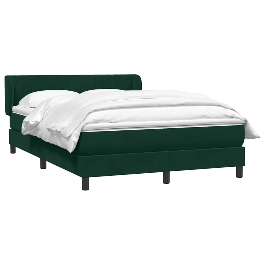 Cama com molas/colchão 160x220 cm veludo verde-escuro