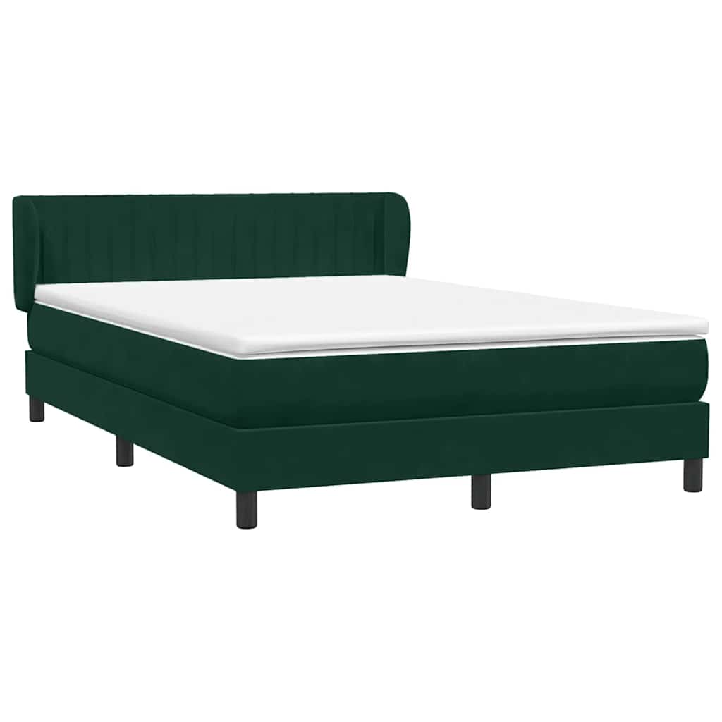 Cama com molas/colchão 160x220 cm veludo verde-escuro