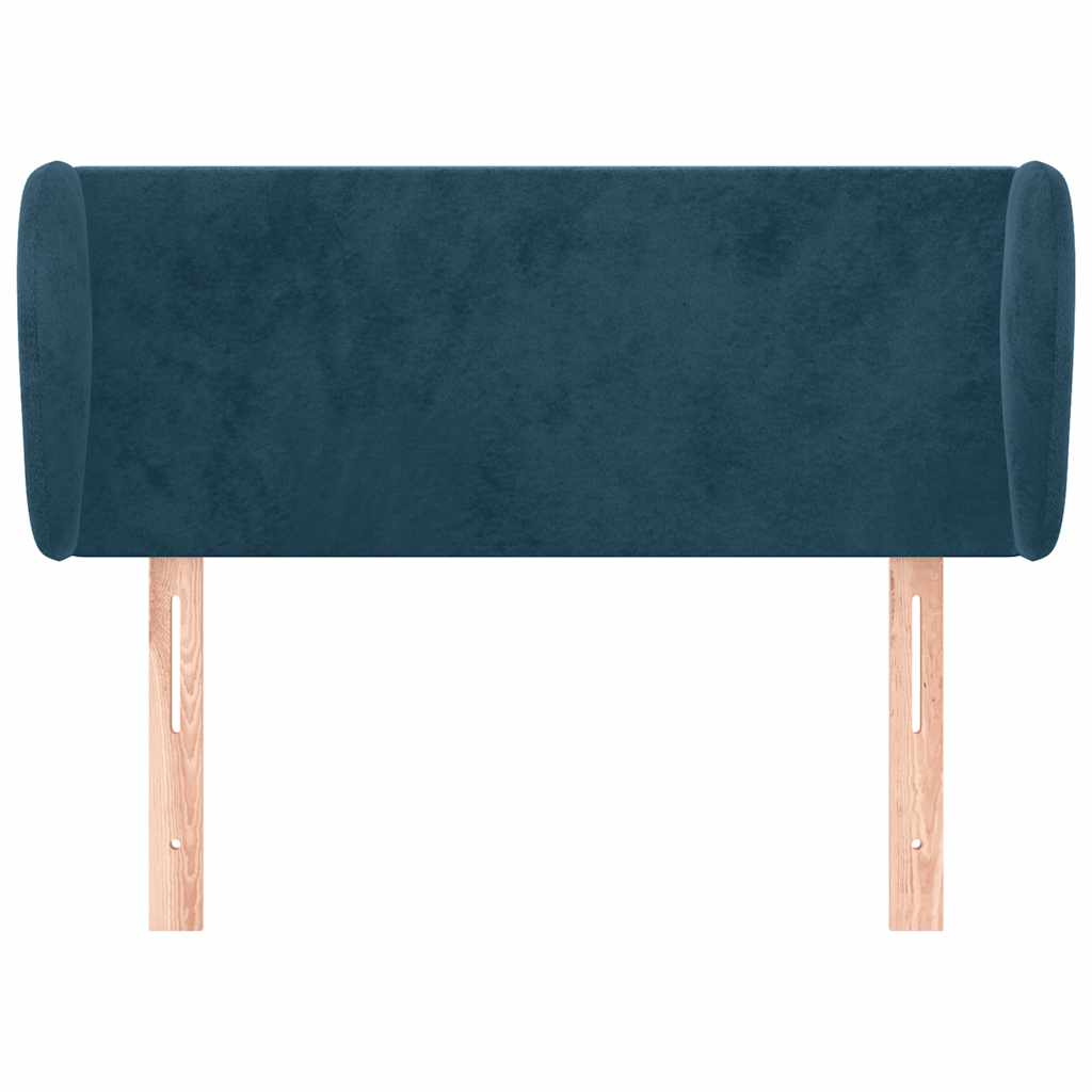 Cabeceira de cama c/ abas veludo 103x23x78/88cm azul-escuro
