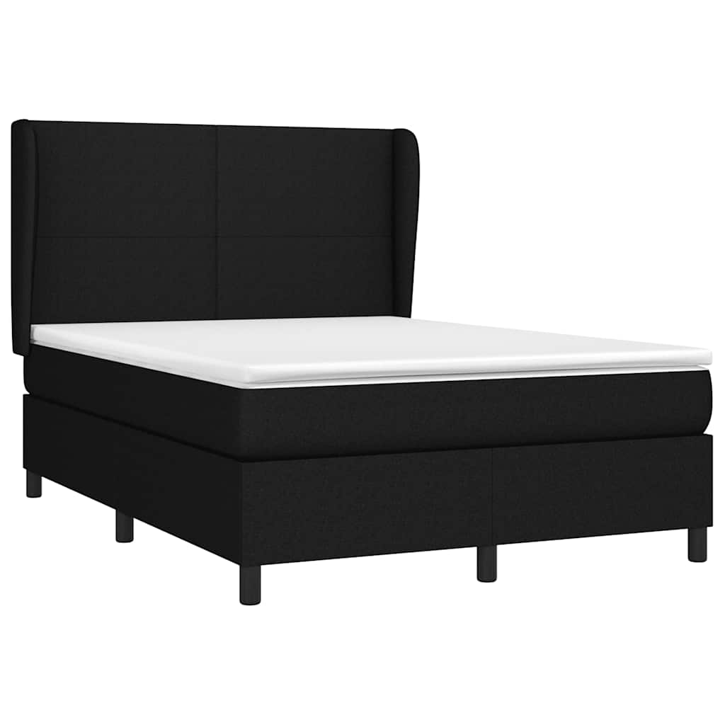 Cama com molas/colchão 140x190 cm tecido preto