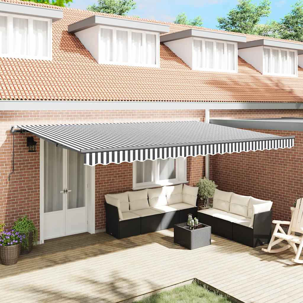 Toldo retrátil manual 500x300 cm antracite e branco