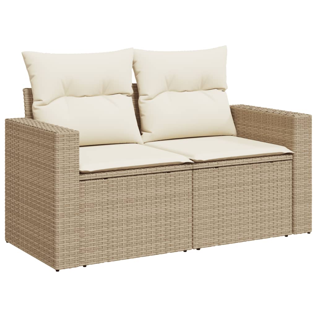 10 Pcs conjunto de sofás p/ jardim com almofadões vime PE bege